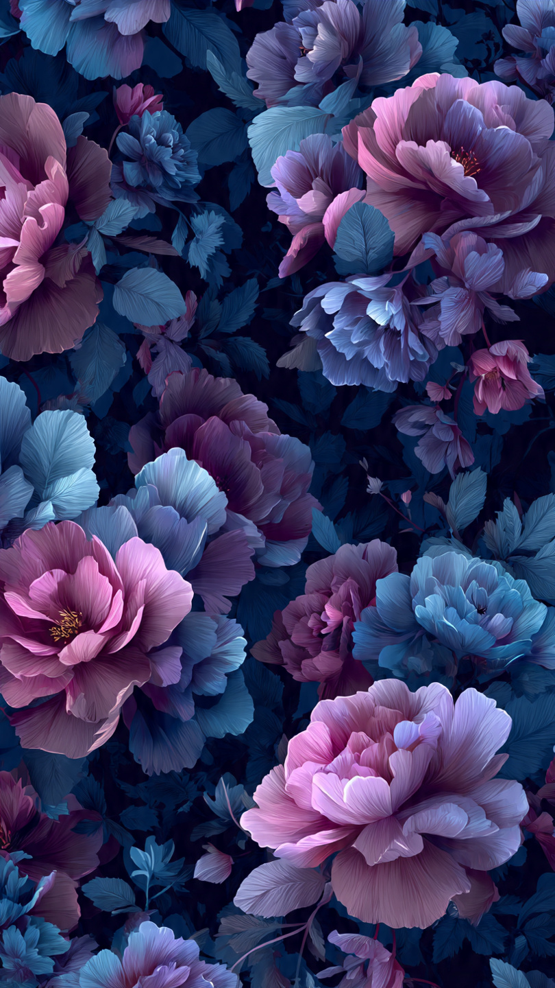 a beautiful image of blue floral aesthetic wallpap