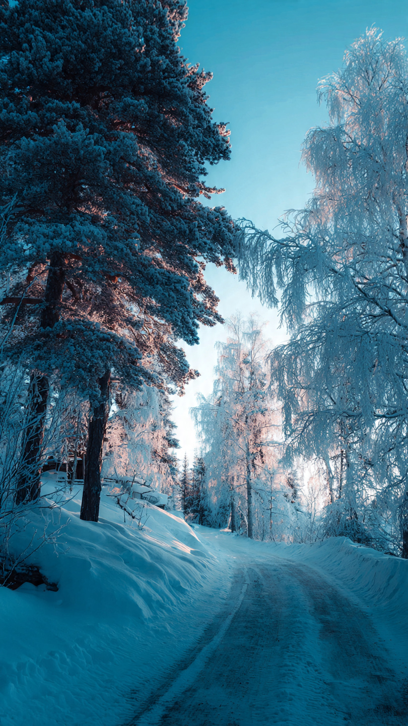 a beautifull frozen blue snow aesthetic wallpaper