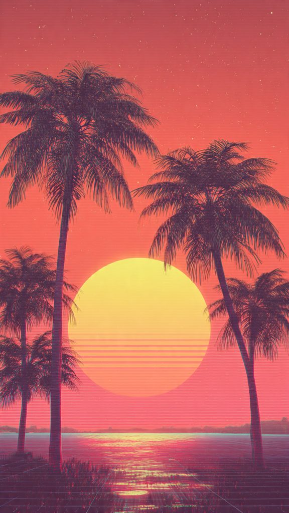 a beautifull image of retro sunset vintage wallpap