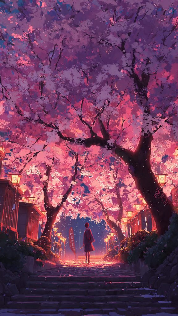 an attractive image of cherry blossom anime scene