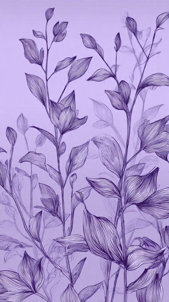 an attractive image of purple botanical line art w
