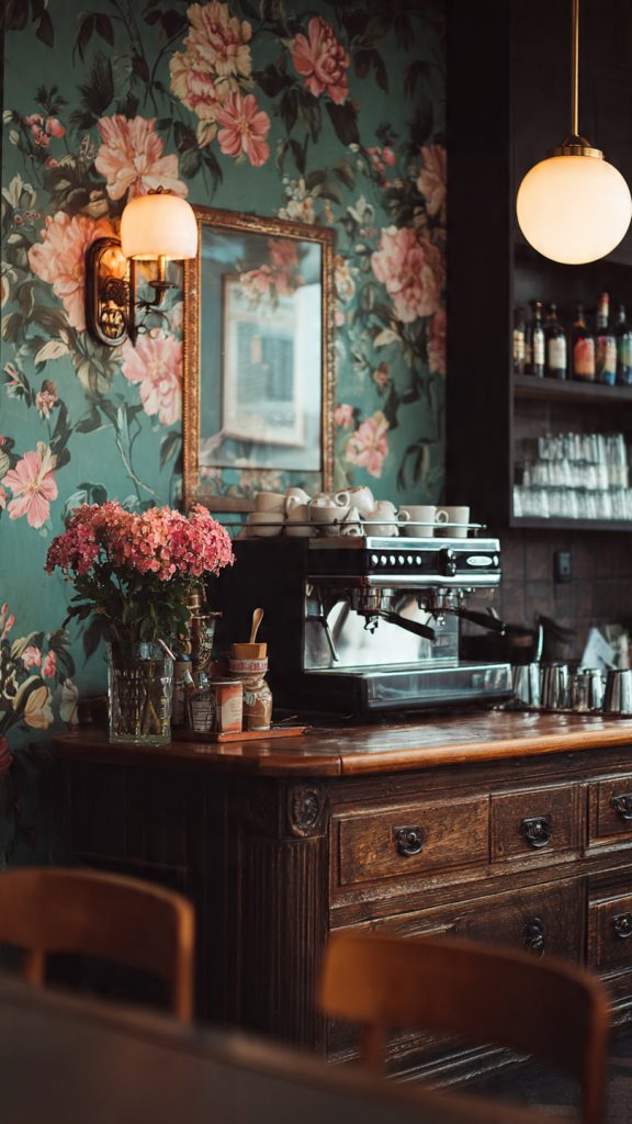 an attractive image of vintage coffee shop wallpap