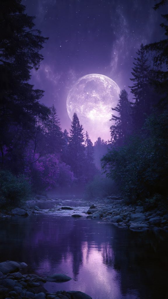 an attractive image of violet moon night wallpaper