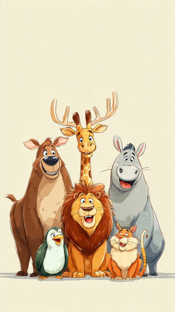 cartoon animal friends wallpaper