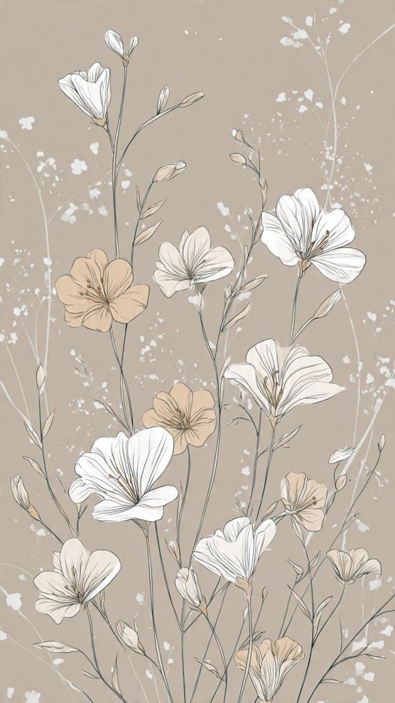 floral line art neutral background