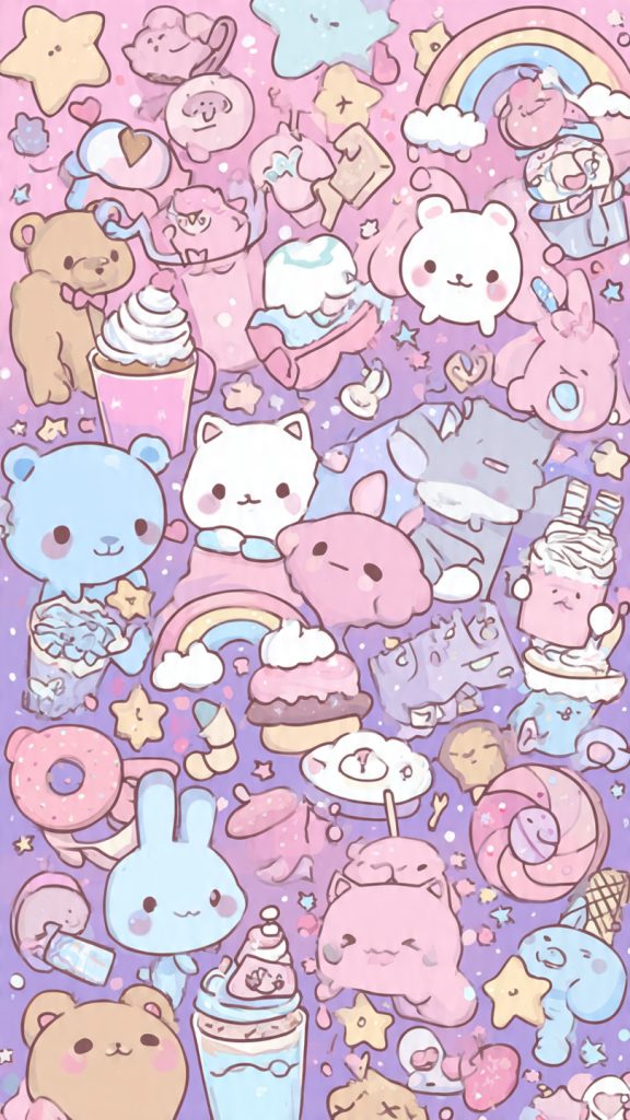 kawaii pink pastel character wallpaper