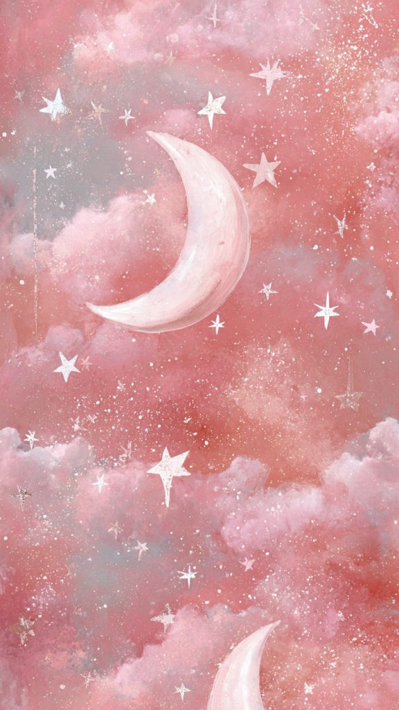 pink moon stars dream wallpaper