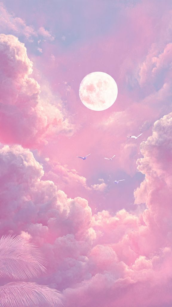 pink pastel moon dream wallpaper
