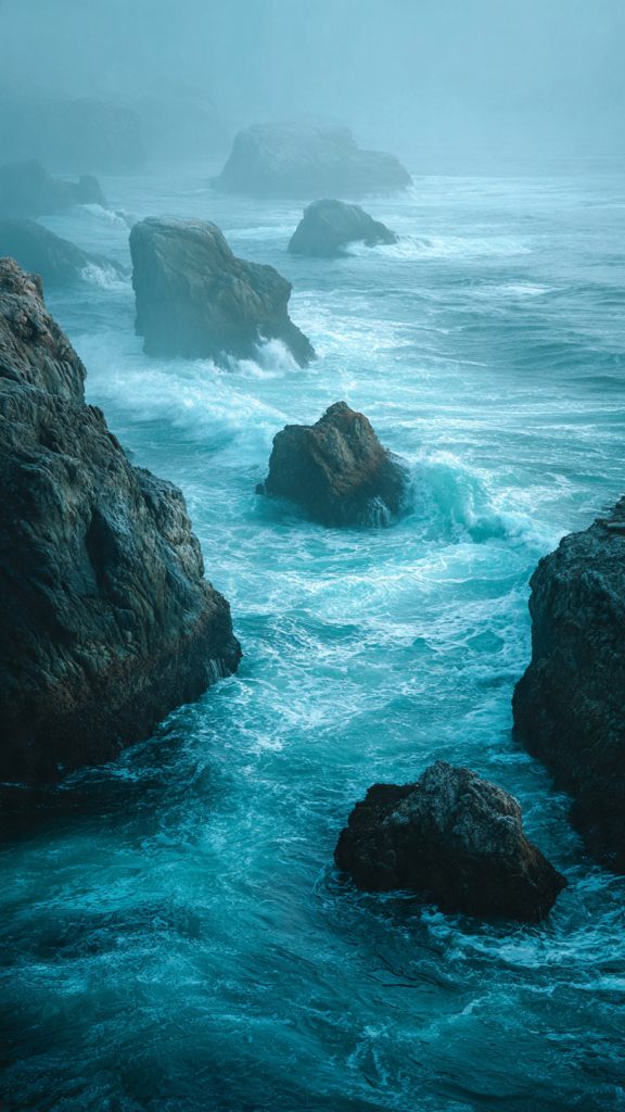 serene ocean mist wallpaper