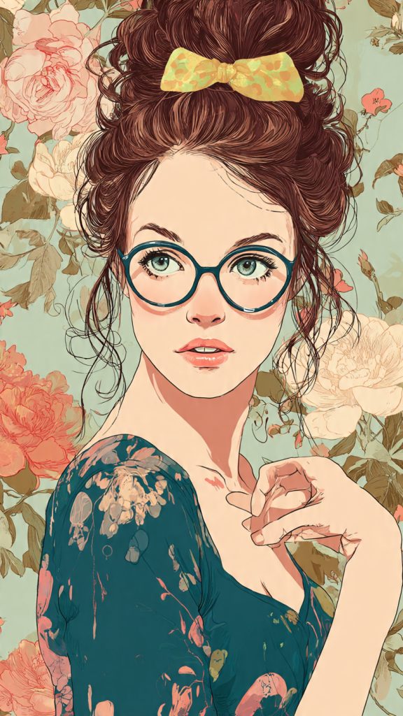 vintage floral pattern wallpaper girl