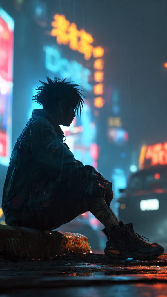 cyberpunk night boy wallpaper