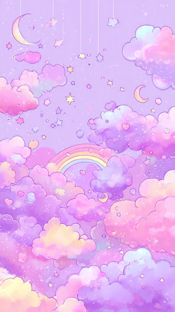 kawaii pastel purple wallpaper