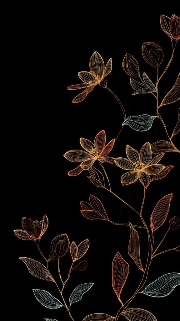 minimal floral outline wallpaper