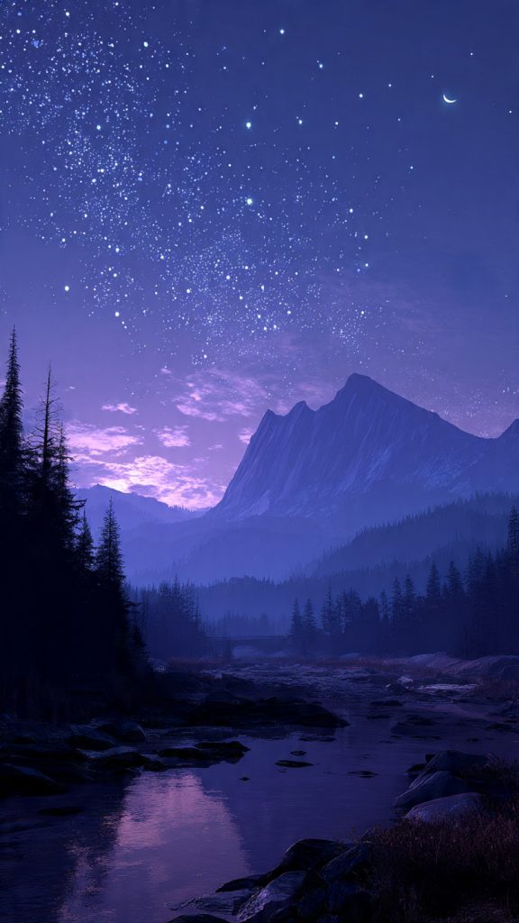 Wallpaper Aesthetic Dark Blue: Dreamy, Moody & Elegant Background Ideas 12 mountain night landscape wallpaper