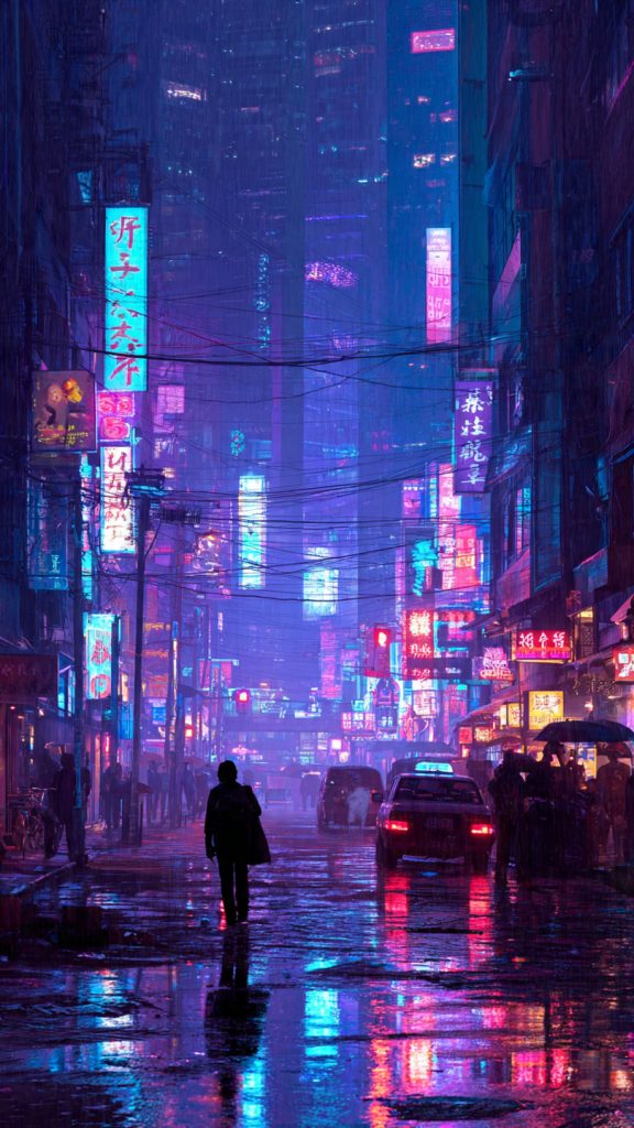 neon city night boy wallpaper