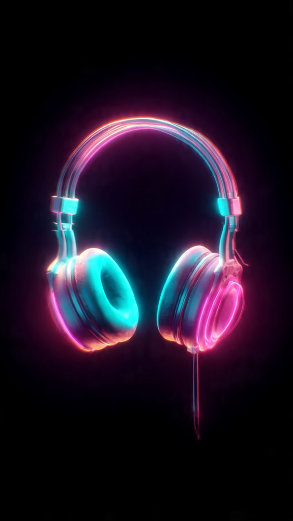 Wallpaper Aesthetic Music: Dreamy Background Ideas for Music Lovers 1 neon headphones glow wallpaper