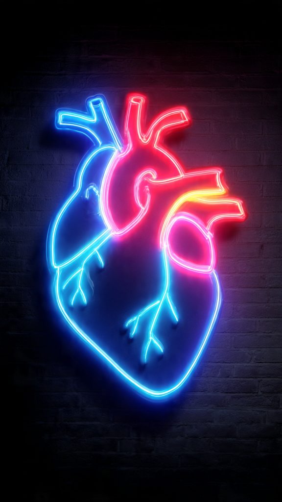 neon heart glow wallpaper