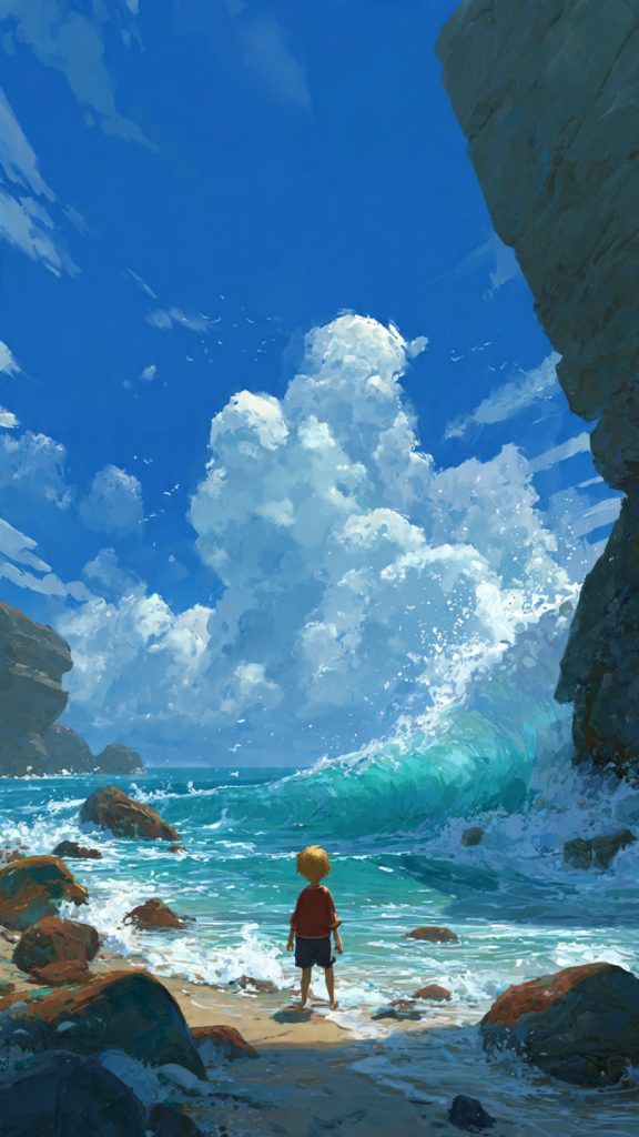 ocean horizon boy wallpaper