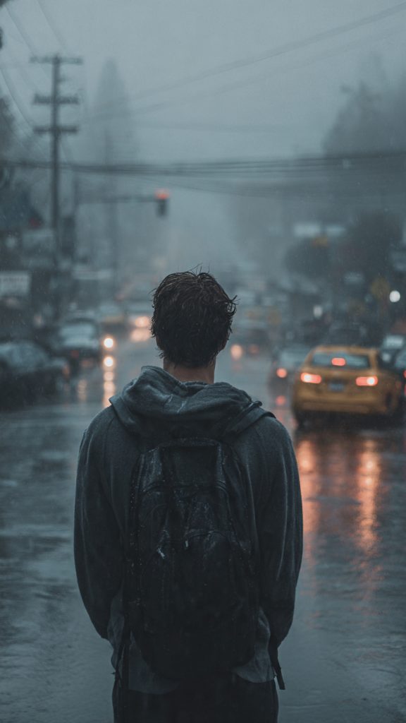 rainy street aesthetic boy wallpaper