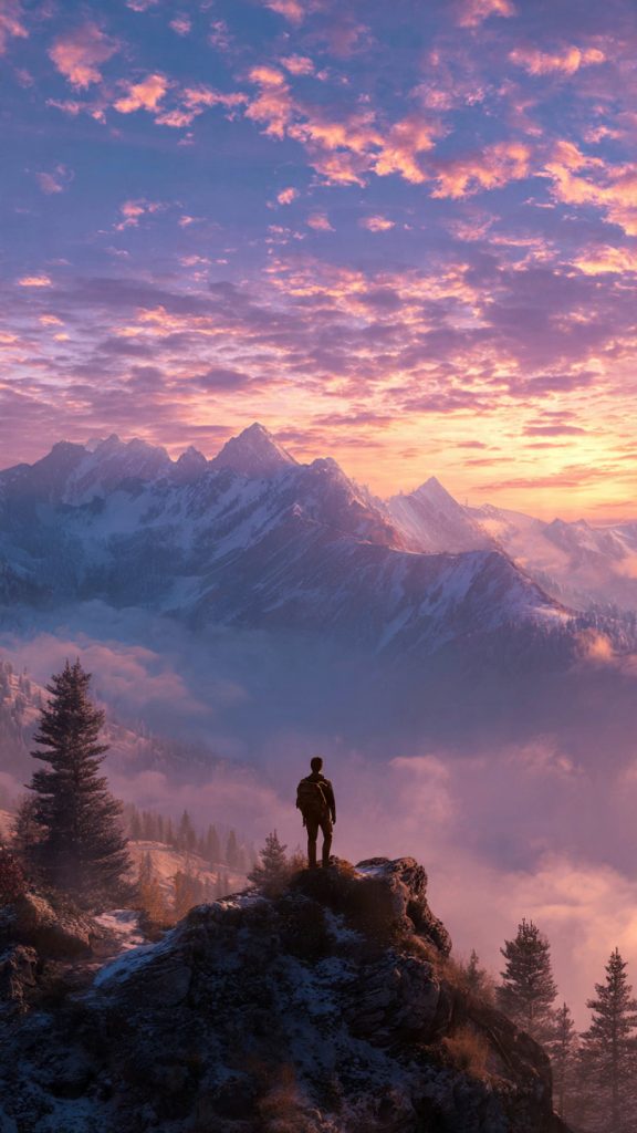 sunrise mountain boy wallpaper