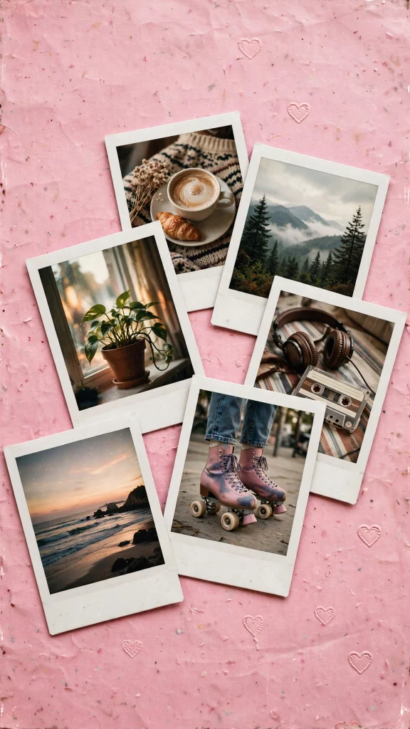 90s Aesthetic: 12 Retro 90s Wallpaper Ideas 8 90s aesthetic fanned polaroid photos wallpaper