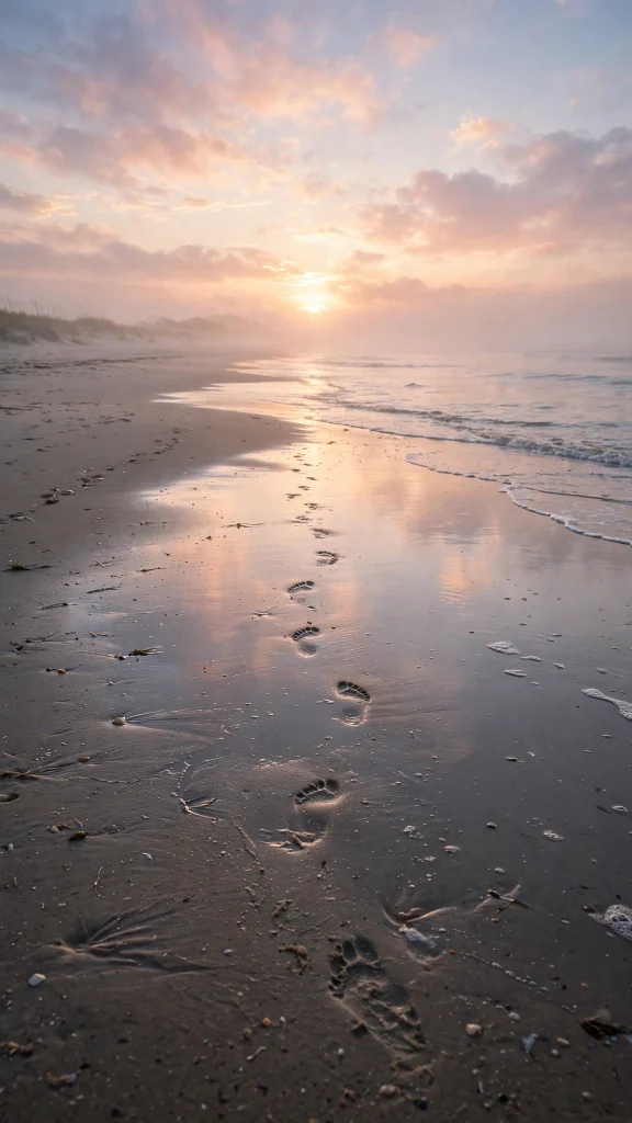 Beach Aesthetic: 12 Tropical Beach Wallpaper Ideas 8 Beach Aesthetic sunrise footprints wallpaper