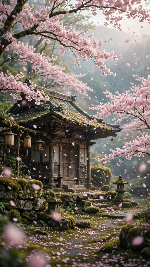 Cherry blossom aesthetic temple wallpaper