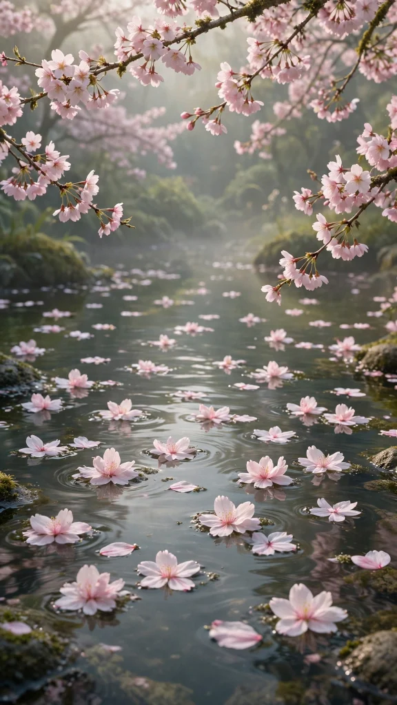 Cherry blossom aesthetic pond wallpaper