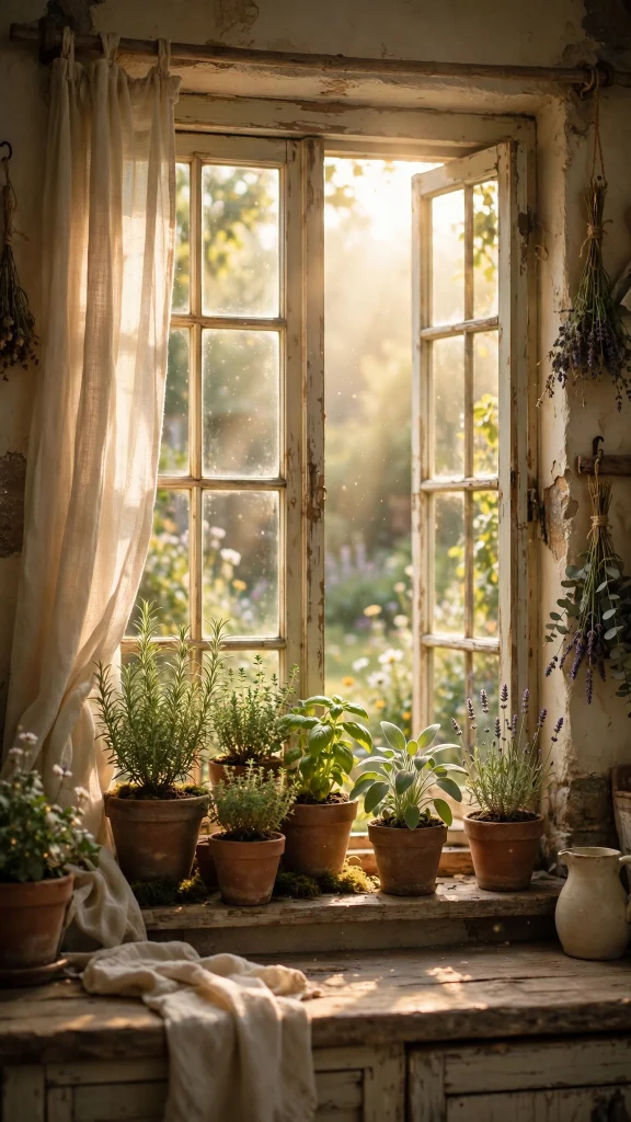 Cottagecore Aesthetic: 12 Dreamy Cottage Wallpaper Ideas 3 Cottagecore aesthetic herb window wallpaper