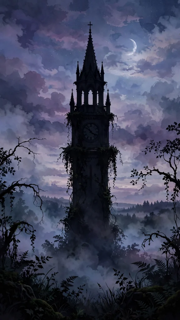 Dark academia aesthetic clock tower wallpaper