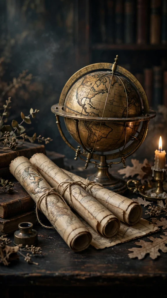 Dark academia aesthetic vintage globe wallpaper