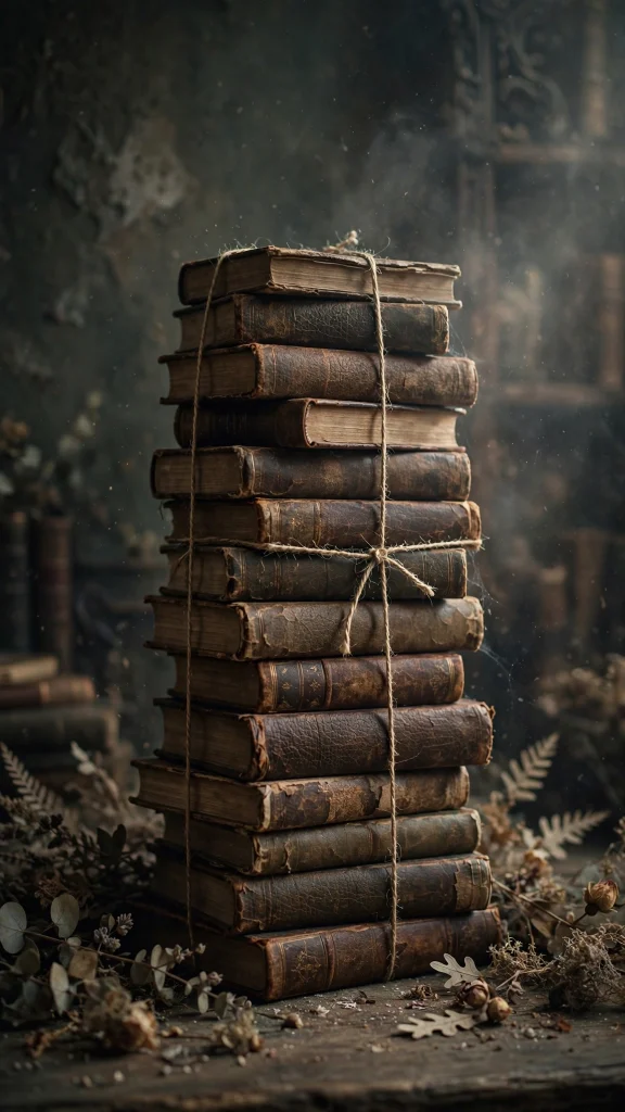 Dark academia aesthetic old books wallpaper