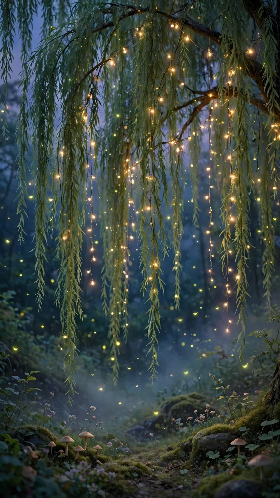 Fairycore Aesthetic: 12 Magical Fairy Wallpaper Ideas 5 Fairycore aesthetic willow fairy lights wallpaper