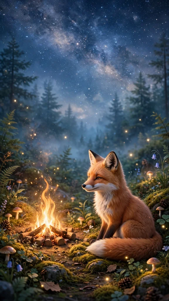 Fox aesthetic campfire fox wallpaper
