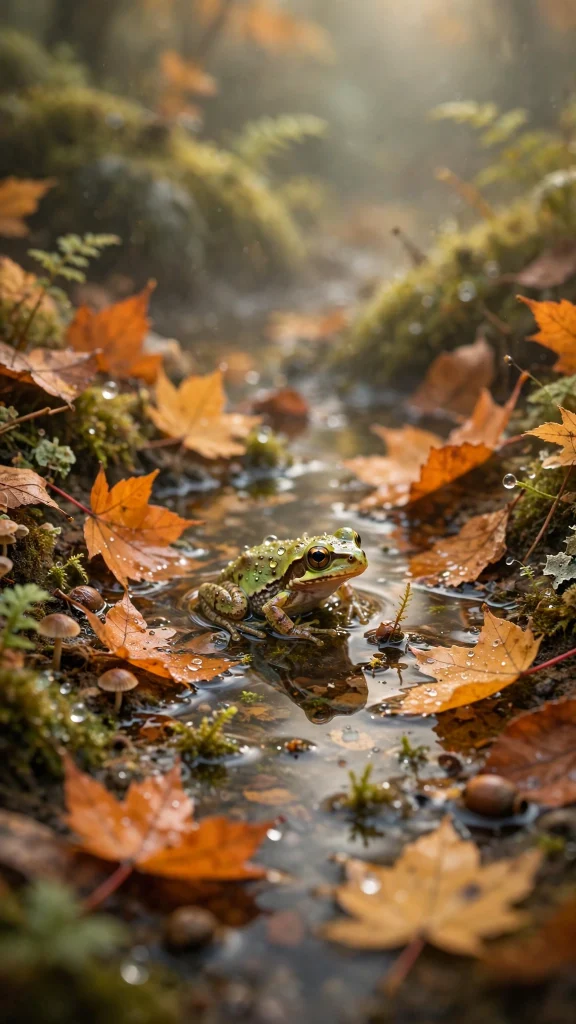 Frog Aesthetic: 12 Cute Frog Wallpaper Ideas 12 Frog aesthetic autumn puddle wallpaper