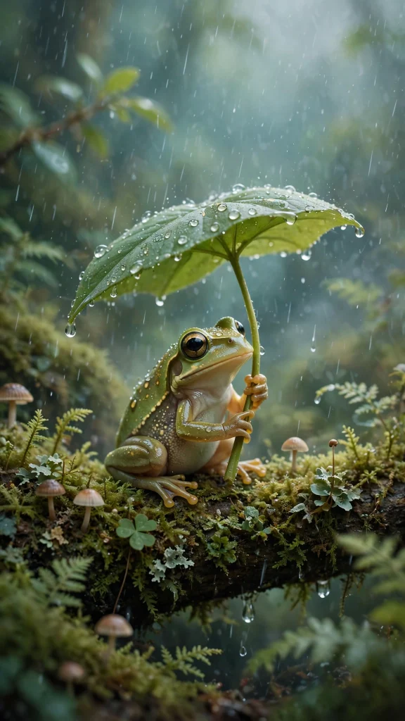 Frog Aesthetic: 12 Cute Frog Wallpaper Ideas 2 Frog aesthetic rain leaf umbrella wallpaper