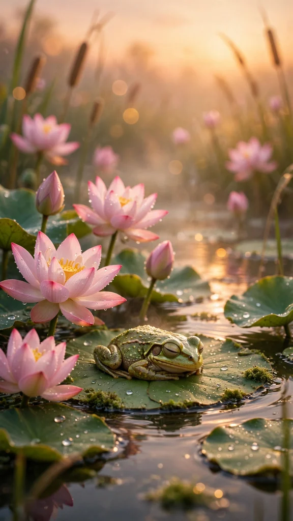 Frog Aesthetic: 12 Cute Frog Wallpaper Ideas 5 Frog aesthetic lotus sunset wallpaper