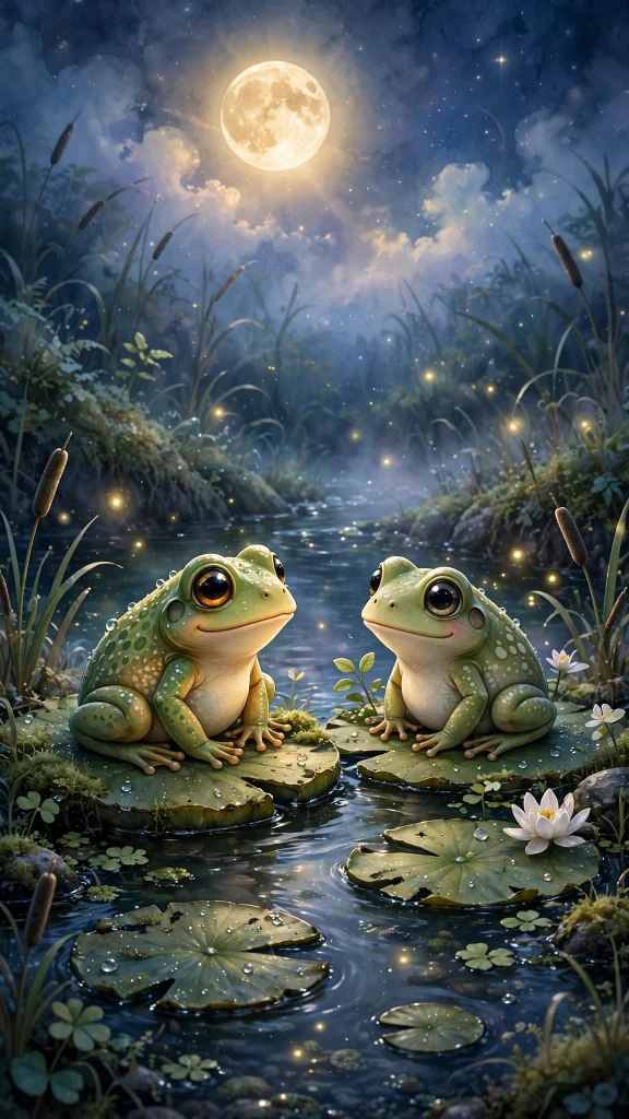 Frog Aesthetic: 12 Cute Frog Wallpaper Ideas 9 Frog aesthetic moonlit frogs wallpaper