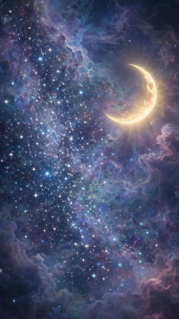 Galaxy Aesthetic: 12 Cosmic Galaxy Wallpaper Ideas 10 Galaxy Aesthetic crescent moon stars wallpaper