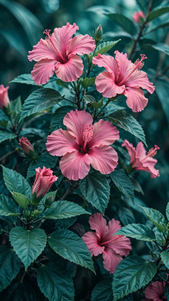 17 Fresh wallpaper pink and green for Your Phone 1 tropical pink hibiscus flowers with lush green leaves