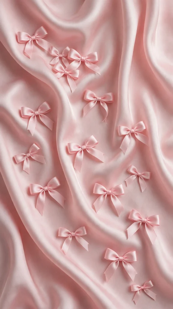 17 Best Wallpaper Iphone Pink Aesthetic Ideas 1 Coquette pink silk ribbon bows scattered on blush silk fabric