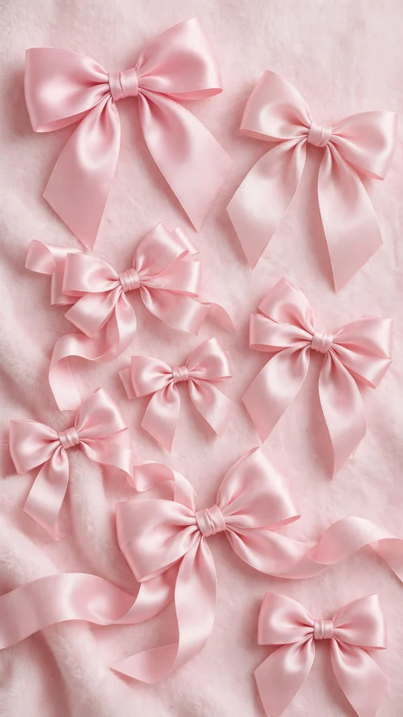 pink satin bows coquette wallpaper