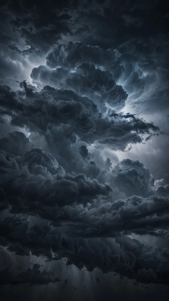 Dark storm clouds gathering at night