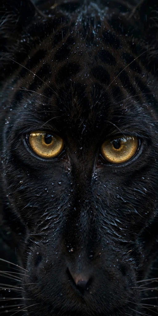 Black panther eyes close up in the dark phone wallpaper