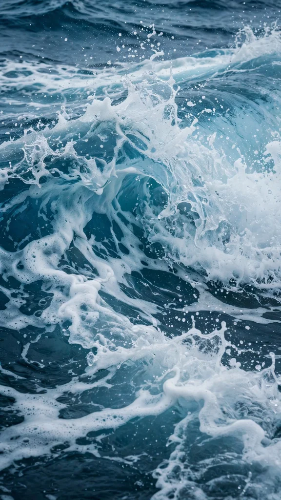 Blue ocean waves crashing with white foam wallpaper backgrounds blue
