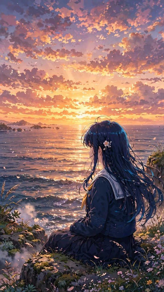 17 Best Wallpaper iPhone Anime for Your Phone 1 Anime girl watching a sunset over the sea