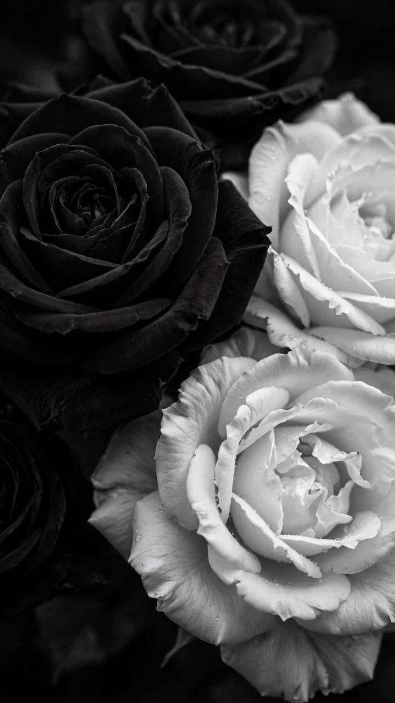 Black and White Wallpaper: 17 Stunning Designs 5 black and white roses high contrast
