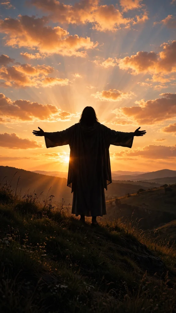 17 Beautiful wallpapers jesus for Your Phone 1 Jesus silhouette with arms open on a hill at sunset