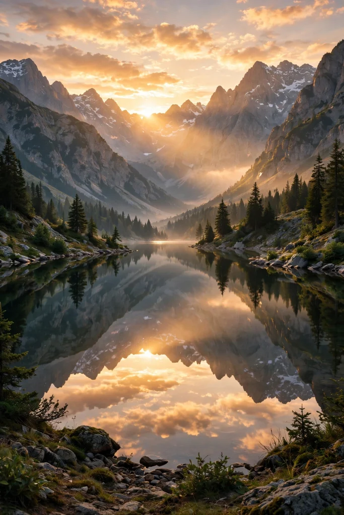 17 Wallpaper Backgrounds Laptop 1080p HD for Your Screen 1 Mountain lake with perfect reflection at sunrise