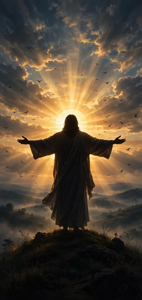17 Wallpaper iPhone Jesus Designs to Love 14 Jesus silhouette with sunrise on a hilltop iphone wallpaper